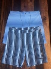 Lot of 2 Mack Weldon Board Shorts Men s 35/36 Blue Pattern Swim Performance