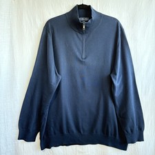 NWT Brooks Brothers Sweater Mens XXL 1/4 Zip Blue Supima Cotton Pullover Preppy