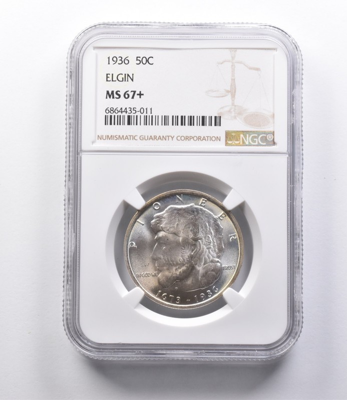 MS67+ 1936 Elgin Illinois Commemorative Half Dollar NGC a2667