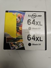 Llaollao 64XL Ink Cartridges Combo Pack Black Replacement for HP NEW Open Box
