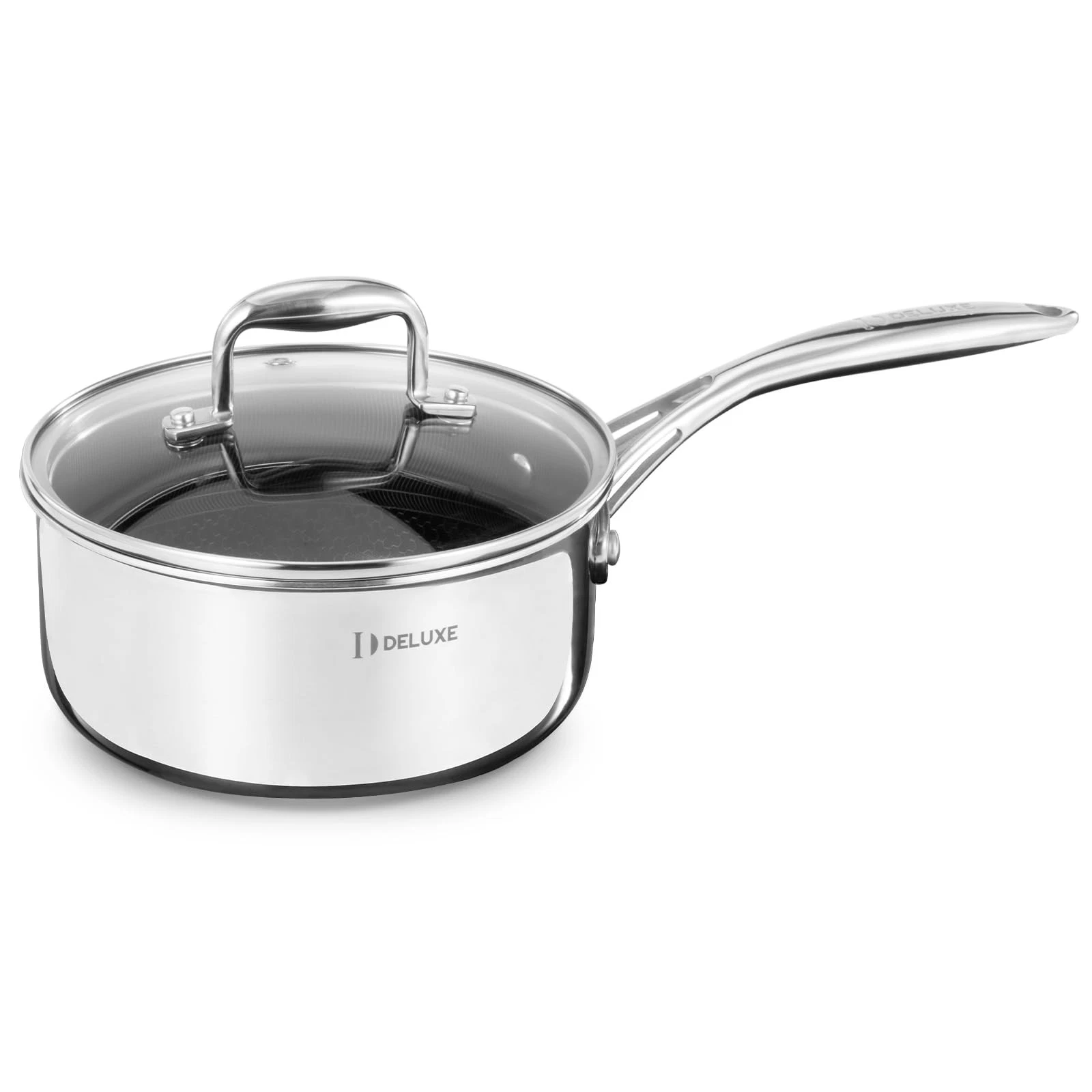 DELUXE Hybrid Ceramic Nonstick 2-Quart Saucepan with 2 Quarts, Silver