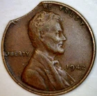 1942 ERROR CLIPPED Lincoln WHEAT Cent Nice Very Fine Coin Clip LOT #8  FREE SHIP