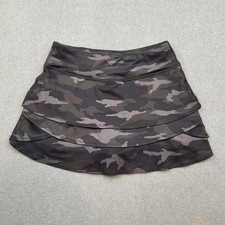 Athleta Girl Swing Camo Skort Girls XL Black Camouflage Tiered Ruffle Activewear