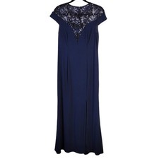 Adrianna Papell Evening Gown Women's 8 Midnight Blue Sequin Mesh Mother of Bride
