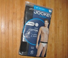 JOCKEY ELANCE Two Pack STRING BIKINI Brief Size LARGE Cotton Black NWT