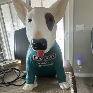 Bud Light Spuds MacKenzie Bull Terrier Lighted Beer Sign 1988 Bar Display