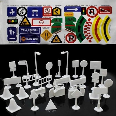 Unbranded 28-piece Kids Road Signs and Street Signs Toy Playset