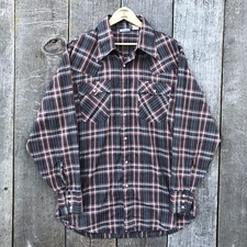 Vintage Levi's Western Pearl Snap Plaid Button Up Shirt Large
