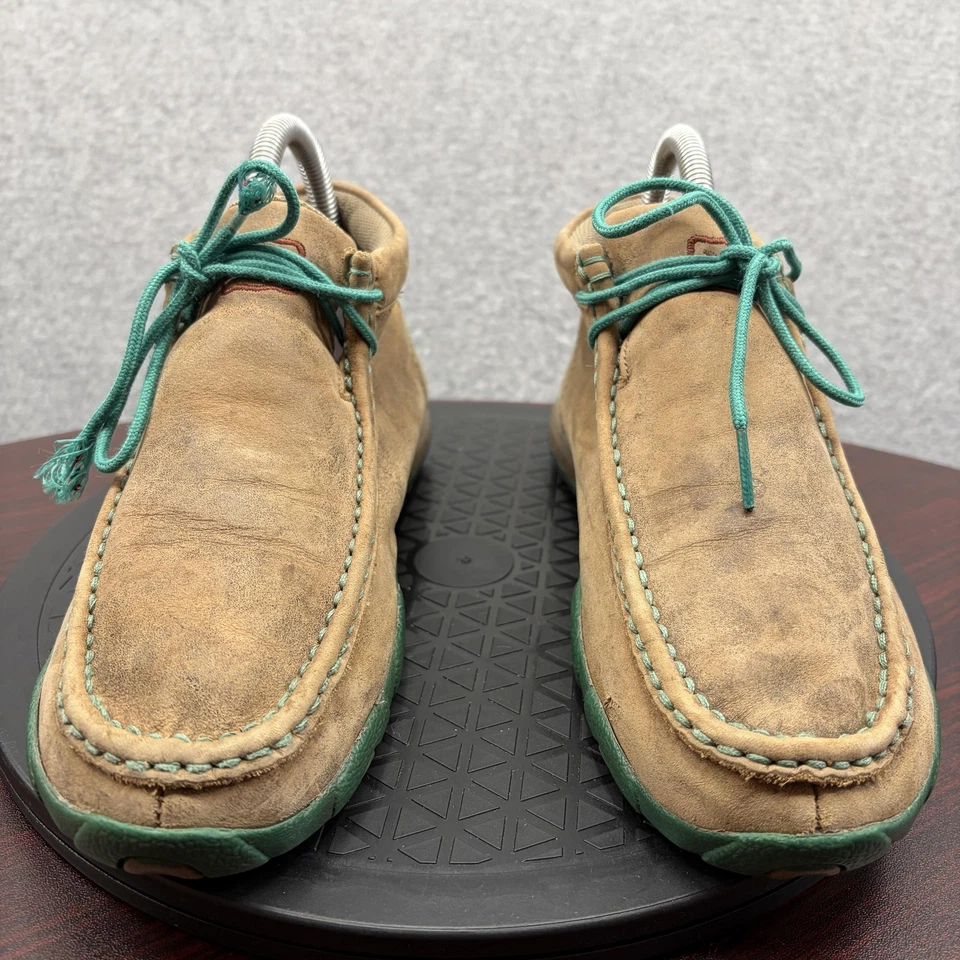 Zapatos Chukka Moc Puntera Para Hombres Talla 7 Marrón Gamuza Con Cordones Suela Verde Informales WDM0020 Foto 3 de 4