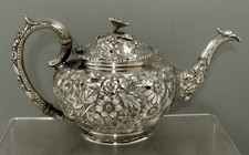 Ritter & Sullivan Sterling Silver Teapot c1905 HAND DECORATED