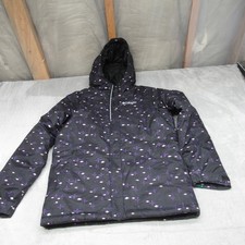 Columbia Jacket Girls Large 14/16 Black Geometric Insulated Waterproof Hooded