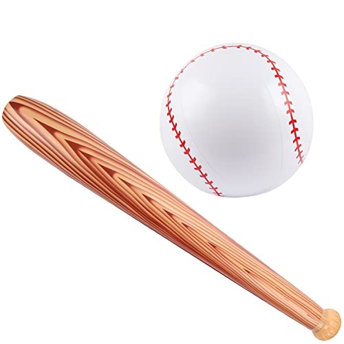 2 Pcs Inflatable Baseball and Baseball Bat,Blow Up Baseball Bat and Baseball