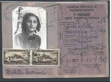 1949 ROMA 100L COPPIA REPUBBLICA ROMANA SU TESSERA POSTALE DI RICONOSCIMENTO RRR