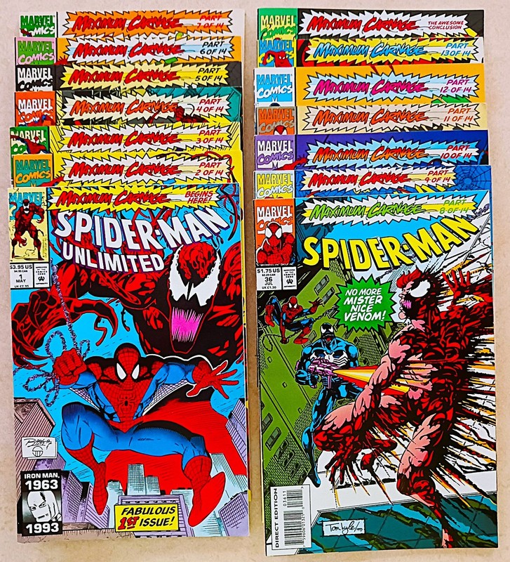 Maximum Carnage 1-14 Complete Set Venom Spider-Man Marvel Comic Book Lot