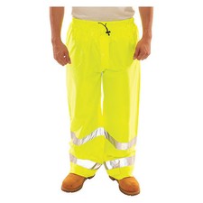 High Visibility Rain Pants, Polyurethane, 31 in Inseam, Drawstring Closure,
