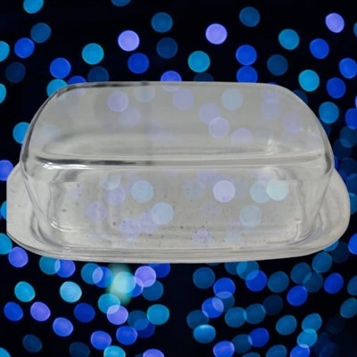 HOME-X NEW 2 Stick Butter Dish with Lid Large Double Wide Clear Acrylic Storage NIP