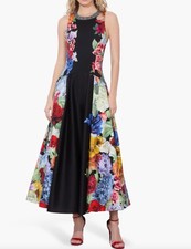 Alice+olivia Hadley Drop Black And Floral Waist Dress Size 0 Nwt $695