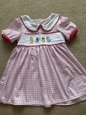 Bluey Disney Little Girls Size 5 Smocked Gingham Dress Cotton Blend EUC