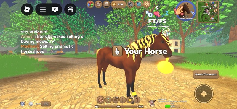 Roblox Jungle Island Thoroughbred Horse - Bay Short Tiger Stripes