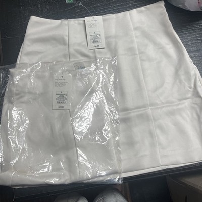 Women's Satin Mini A-Line Skirt - A New Day Cream Size 8. Zip. NWT. O/F/K/B