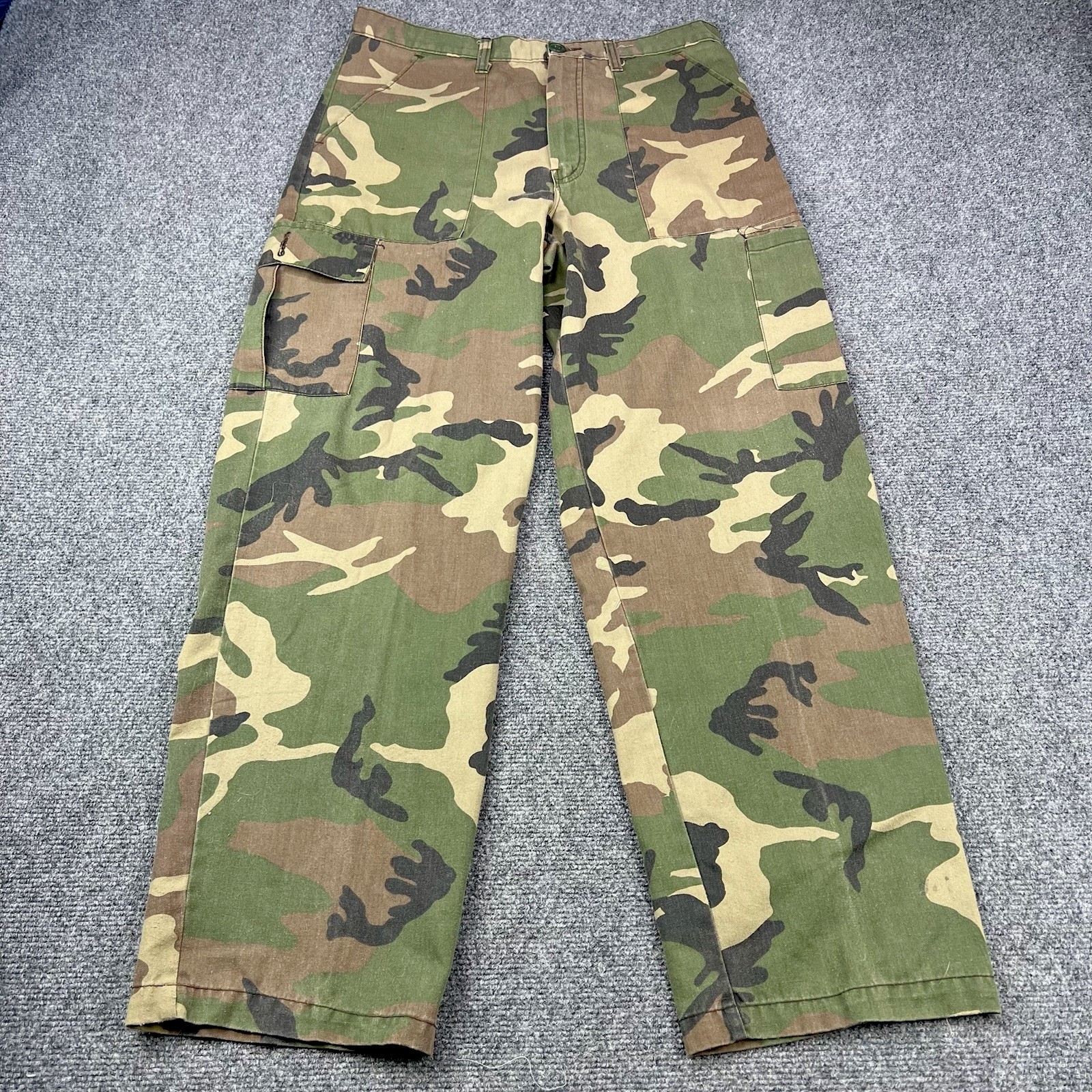Vintage Duck Bay Cargo Pants Men's 34x31 Green Camo Loose Fit Military Woodland