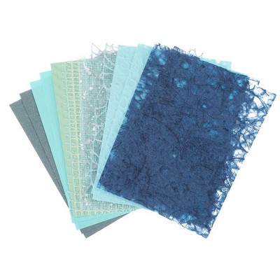 16 Sheets Textured Scrapbook Paper, Special Paper Mesh Fabric, Blue