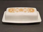 Vintage PYREX Corning Ware Corelle Gold Butterfly Milk Glass Butter Dish PERFECT