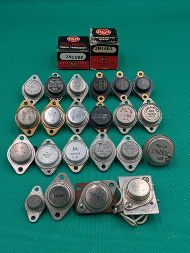 Vintage Transistor Lot(24) New/ Used - (2 Boxed) RCA, NEC, Motorola, Delco, TI +