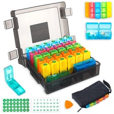 Monthly Pill Organizer 2 Times a Day - Large Capacity Portable Pill Box with ...