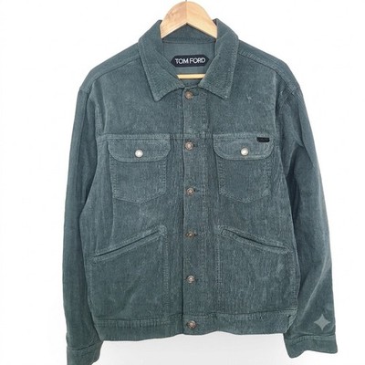 Tom Ford Corduroy Cotton Blend Green Fitted Trucker Jacket Utilitarian L