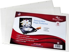 EnvyPak Tabloid Page Protectors, 6 Hole Punched Large Format , Clear - Side ...