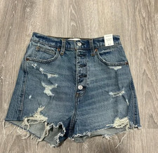 NWT Abercrombie Fitch High Waist Distressed Mom Shorts Size 26/2