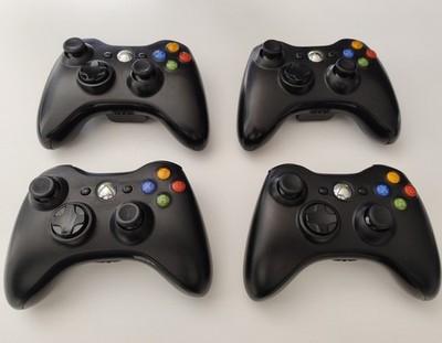 4 schwarze Microsoft Xbox 360 Controller Wireless, Kabellos, Black - Set