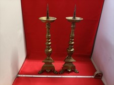 Coppia Di Antichi Candelieri - Candelabri In Bronzo