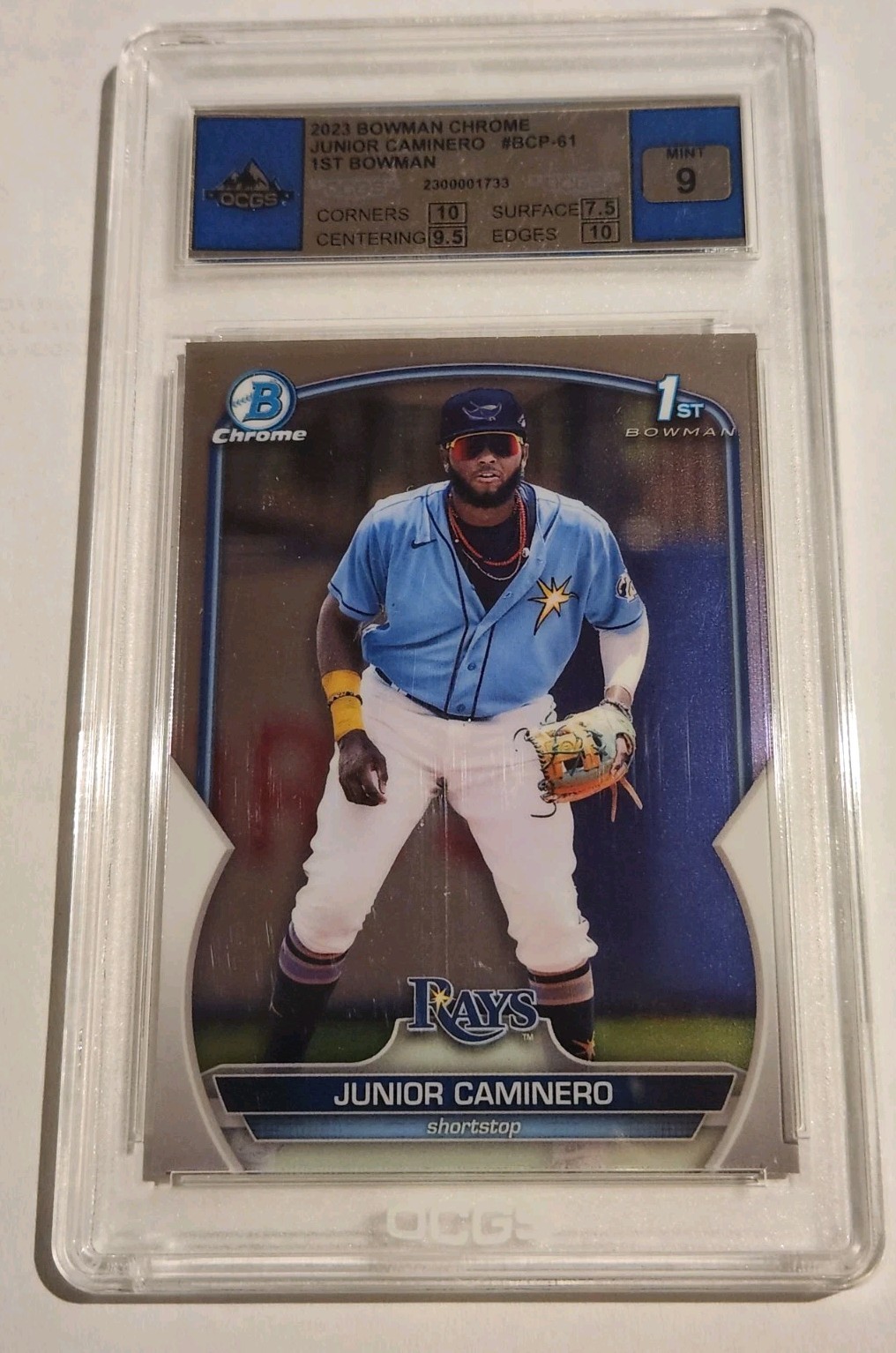 2023 Bowman Chrome Junior Caminero BCP-61 Brewers 1st Bowman Chrome Mint Slab