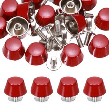 12mm Purse Handbag Feet, 15 Sets Round Flat Studs, Red