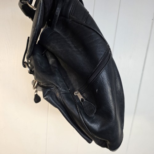 FRYE Black Leather Backpack Drawstring Flap Closure - Picture 5 of 11