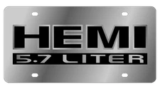 Hemi 5.7 Liter Logo Chrome Stainless Steel License Plate Official Licensed