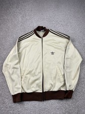 Vintage Adidas ATP Keyrolan Jacket Men's Large Brown Tennis Cream Track Top 80s