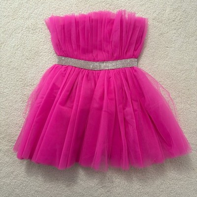 NWT Betsey Johnson Hot Pink Tulle Dress Rhinestone Strapless Prom Size  Medium | eBay