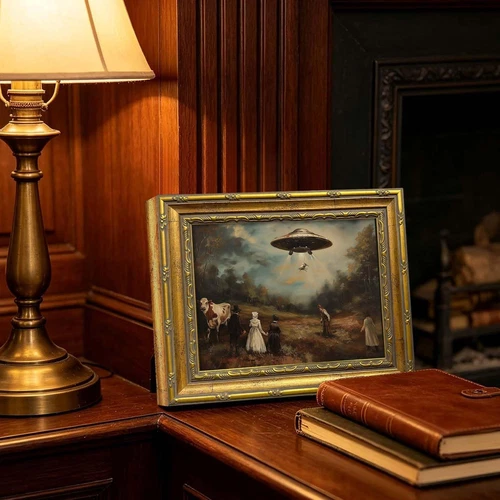 Vintage UFO Wall Art Weird Victorian Funny Wall Decor image 3