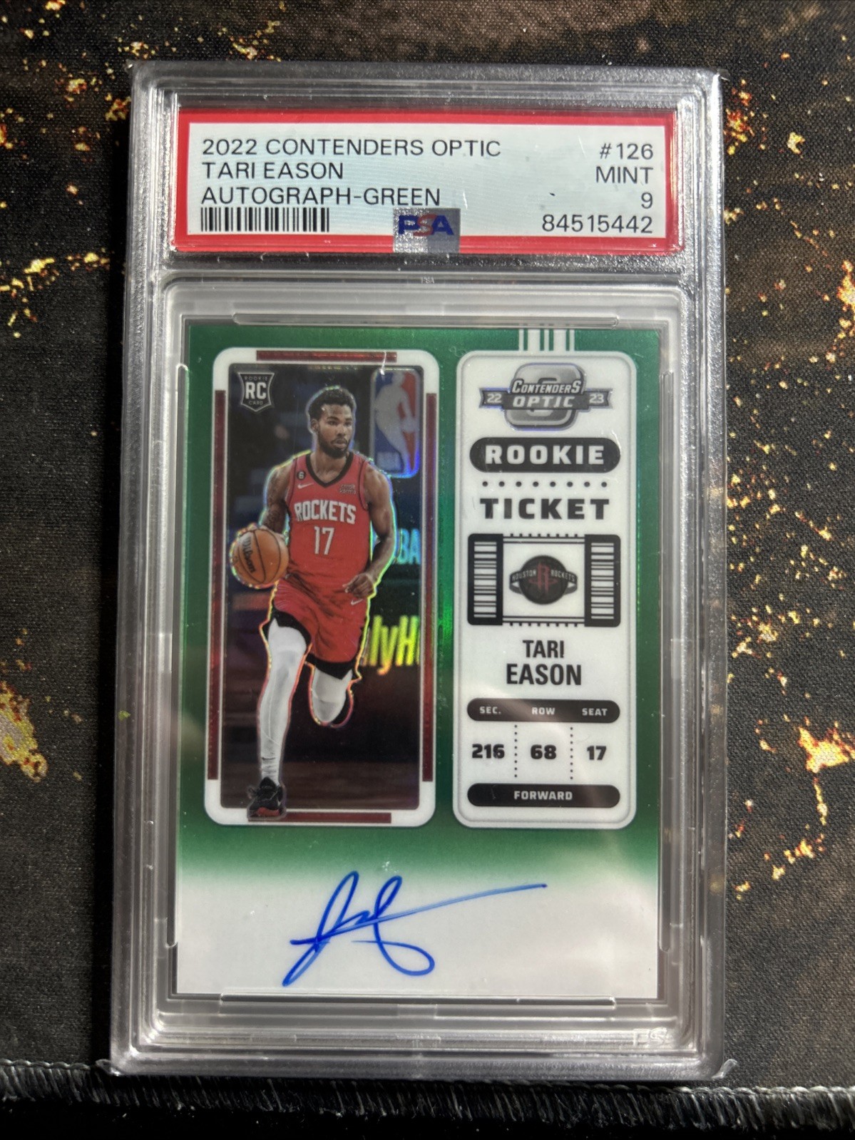 2022 Contenders Optic Tari Eason Rookie Ticket Auto Green /75 PSA 9