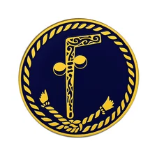 Tubal Cain Round Masonic Auto Emblem - [Blue & Gold][3'' Diameter]