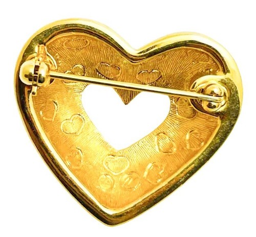 SWAROVSKI Large Gold Pave Crystal Open Heart Pin Brooch Swan Signed Retired - Picture 5 of 5