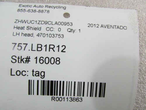 Lamborghini Aventador LP-700, LH Cylinder Head Heat Shield, Used, P/N 470103753 - Picture 5 of 5