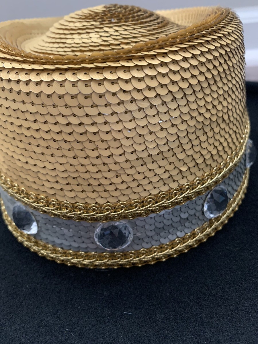 VTG Yehasso Black Wool Gold Sequin Embelleshed Festival Hat  display picture 2
