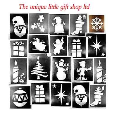 THE UNIQUE LITTLE GIFT SHOP LTD Christmas Glitter Tattoo Stencils X25 Top Up Ur Glitter Tattoo Kit Facepaint