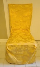 Gold Damask Dining Chair Cover Set Of 6 Fall Leaves And Vines Pattern W/Back Tie