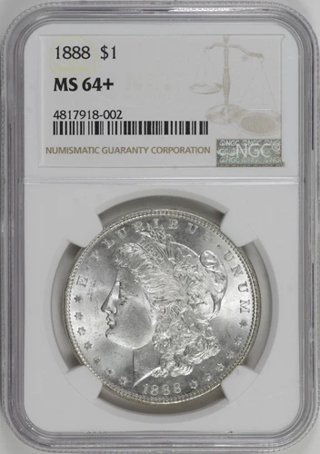 1888 Morgan Silver Dollar $1 NGC MS64+ PLUS Grade, Flashy White [28F16]