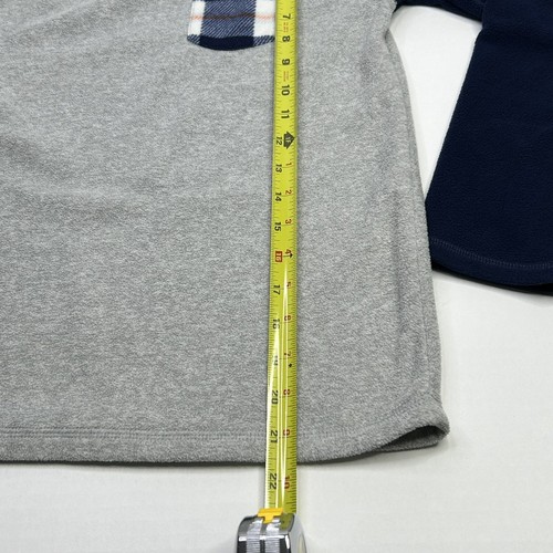 Lands’ End Long Sleeve Fleece Pajama Shirt Boys 12 Gray Blue Orange - Picture 5 of 8
